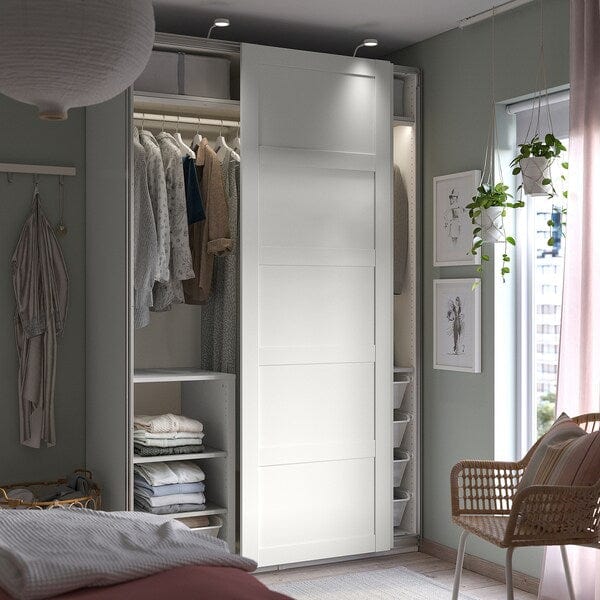 Ikea PAX / BERGSBO - Wardrobe with sliding doors, white/white,150x66x236 cm