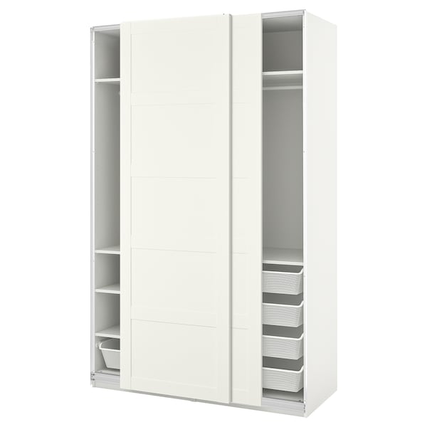 PAX / BERGSBO - Wardrobe with sliding doors, white/white,150x66x236 cm