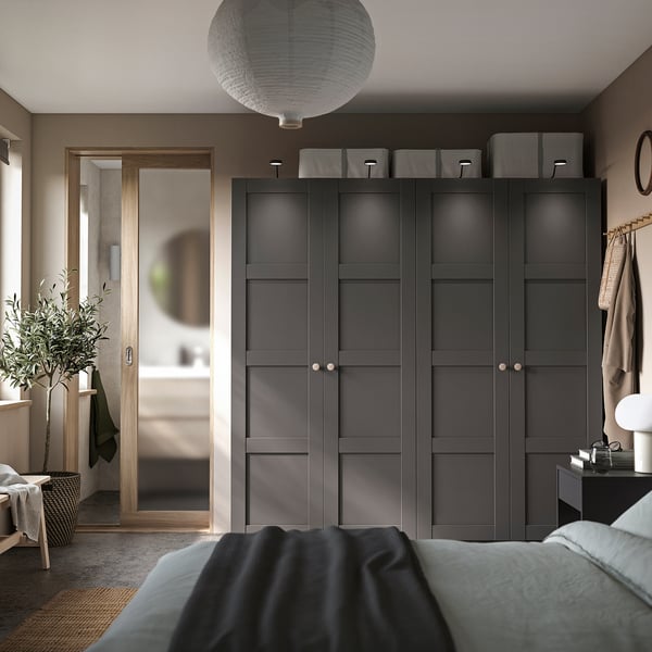 PAX / BERGSBO wardrobe, dark grey/dark grey, 200x60x201 cm
