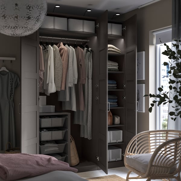 PAX / BERGSBO wardrobe, dark grey/dark grey, 150x60x236 cm