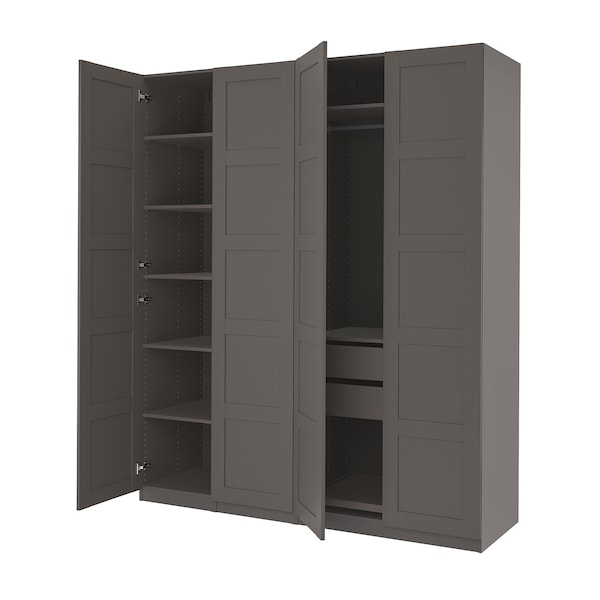 PAX / BERGSBO - Wardrobe, dark grey/dark grey,200x60x236 cm