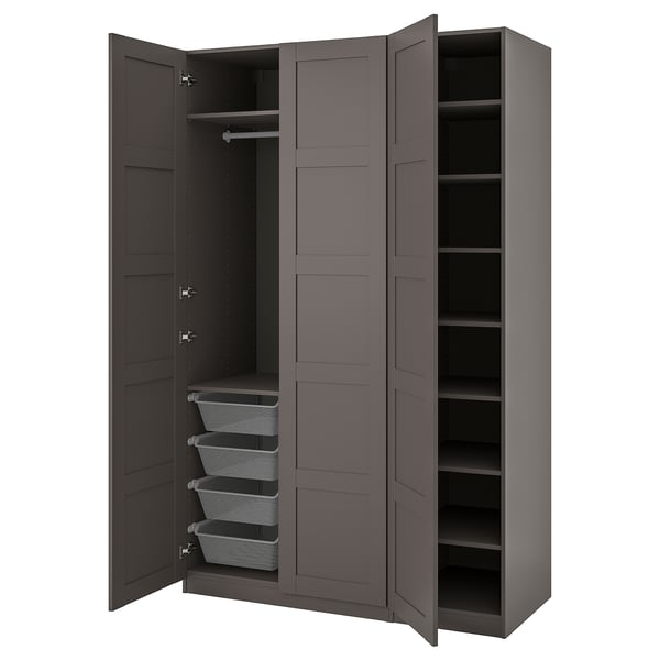 PAX / BERGSBO wardrobe, dark grey/dark grey, 150x60x236 cm