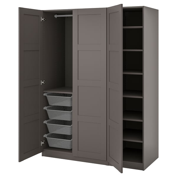 PAX / BERGSBO wardrobe, dark grey/dark grey, 150x60x201 cm