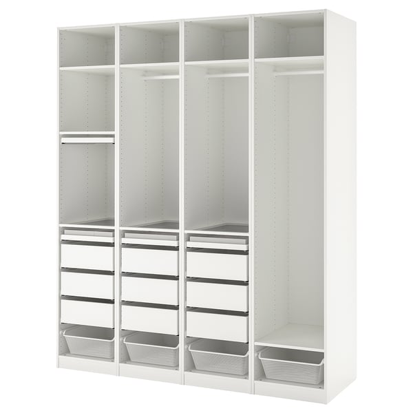 PAX wardrobe combination, white, 200x58x236 cm