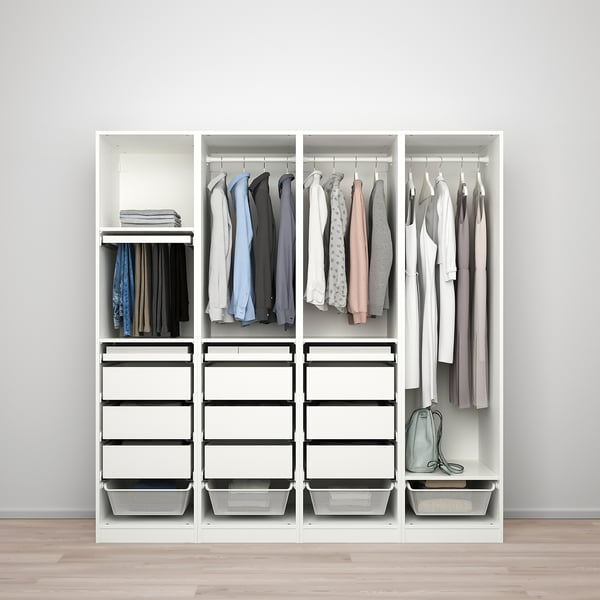PAX wardrobe combination, white, 200x58x201 cm