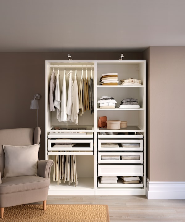 PAX - Wardrobe combination, white,150x58x201 cm