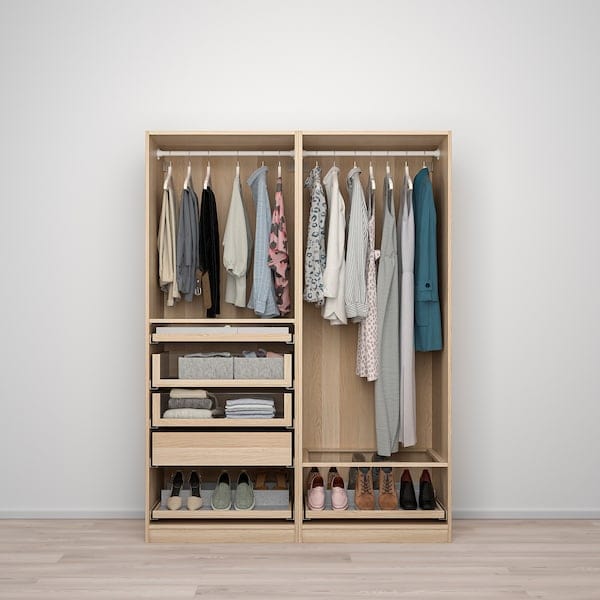 Ikea PAX - Wardrobe combination, oak effect with white stain,150x58x201 cm
