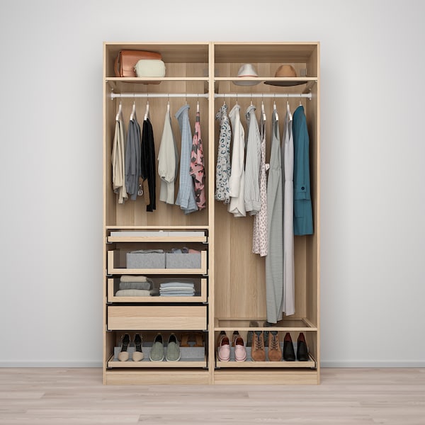 PAX - Wardrobe combination, oak effect with white stain,150x58x236 cm