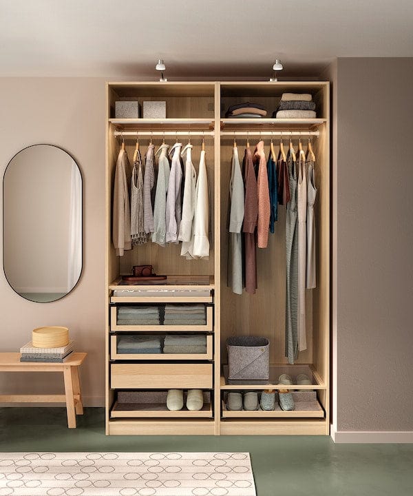 Ikea PAX - Wardrobe combination, oak effect with white stain,150x58x236 cm