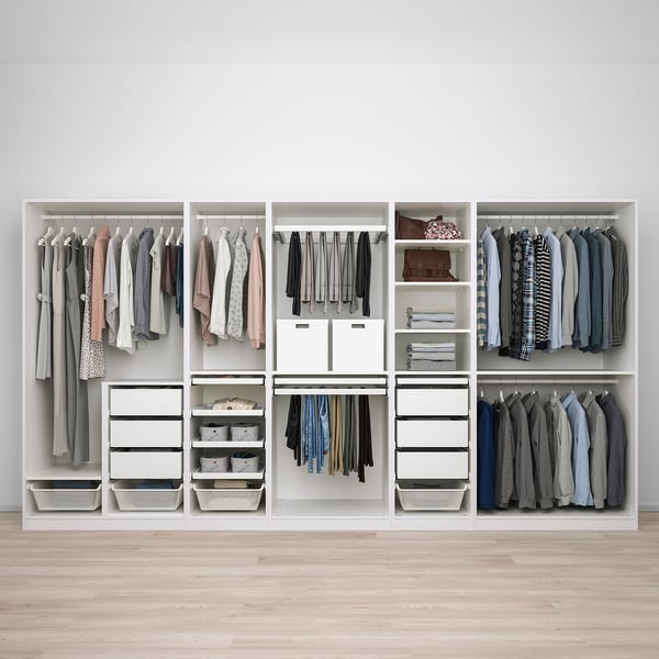 PAX wardrobe combination, white, 375x58x201 cm