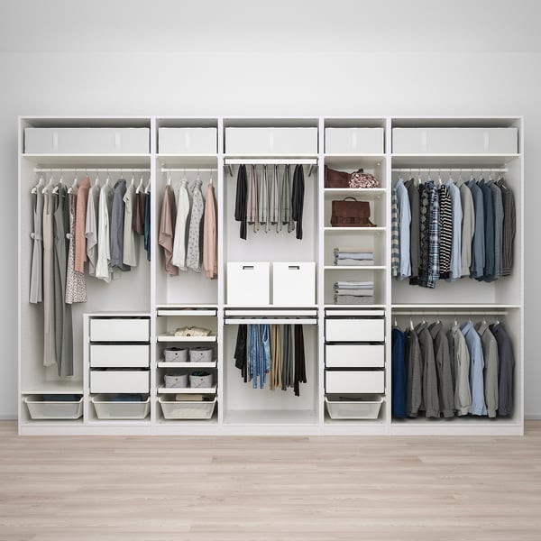 PAX wardrobe combination, white, 375x58x236 cm