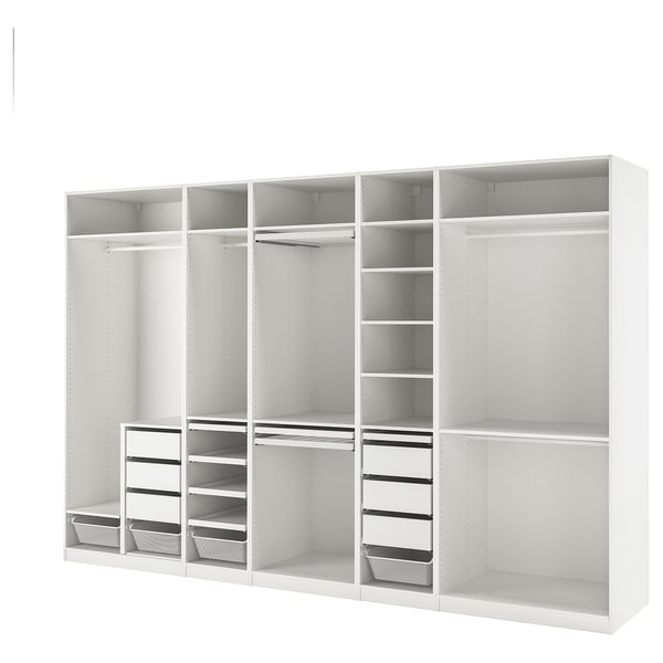 PAX wardrobe combination, white, 375x58x236 cm