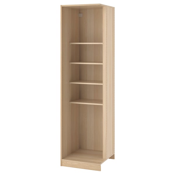 PAX - PAX Add-on corner unit with 4 shelves, white stained oak effect, 53x58x201 cm