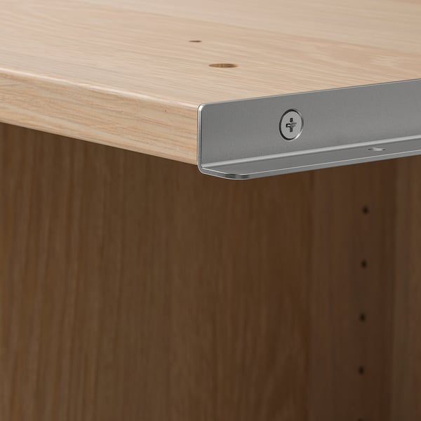 PAX add-on corner unit with 4 shelves, white stained oak effect, 53x58x201 cm