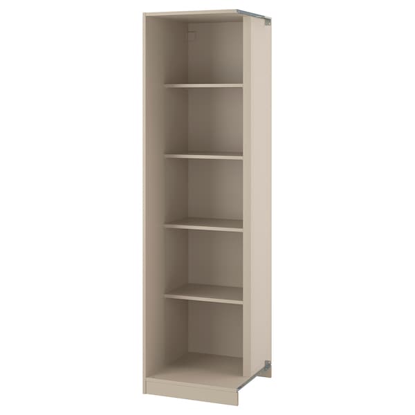 PAX - Add-on corner unit with 4 shelves, grey-beige, 53x58x201 cm