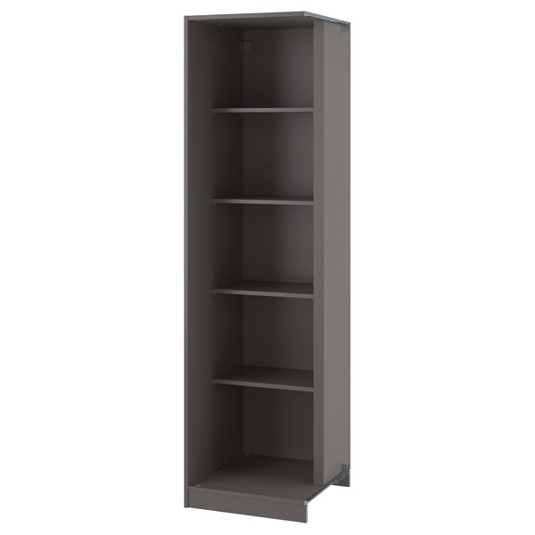 PAX add-on corner unit with 4 shelves, dark grey, 53x58x201 cm