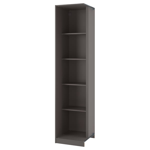 PAX add-on corner unit with 4 shelves, dark grey, 53x58x236 cm