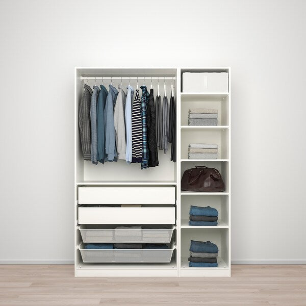 PAX / FARDAL/ÅHEIM - Wardrobe combination, glossy white/glass mirror,150x60x201 cm