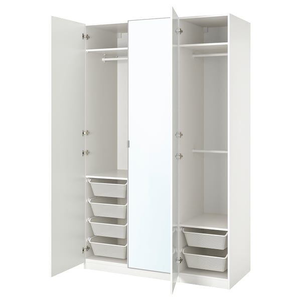 PAX / FARDAL/ÅHEIM - Wardrobe combination, glossy white/glass mirror,150x60x236 cm