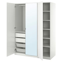PAX / FARDAL/ÅHEIM wardrobe combination, high-gloss white/mirror glass, 150x60x201 cm