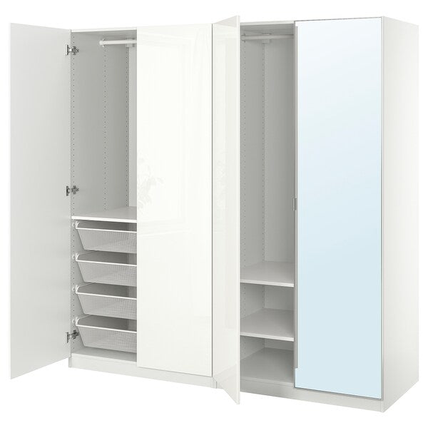 PAX / FARDAL/ÅHEIM - Cloakroom combination, glossy white/glass mirror,200x60x201 cm