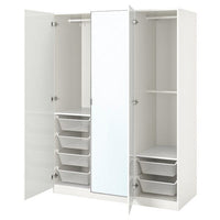 PAX / FARDAL/ÅHEIM wardrobe combination, high-gloss white/mirror glass, 150x60x201 cm
