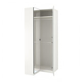 PAX / FARDAL/ÅHEIM corner wardrobe, high-gloss white/mirror glass, 111/88x236 cm