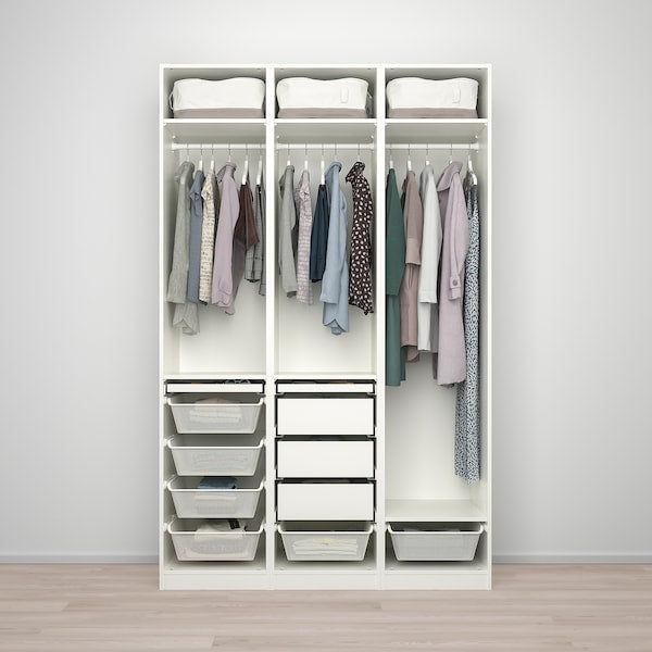 PAX / FARDAL - Wardrobe combination, glossy white/dark beige,150x60x236 cm