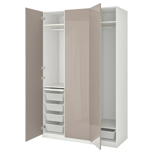 Ikea PAX / FARDAL - Wardrobe combination, glossy white/dark beige,150x60x236 cm