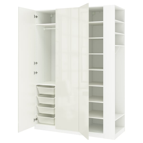 PAX / FARDAL wardrobe combination, glossy white/white, 170x60x236 cm Wardrobe combination, glossy white/white,170x60x236 cm