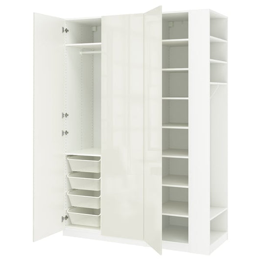 PAX / FARDAL wardrobe combination, glossy white/white, 170x60x236 cm Wardrobe combination, glossy white/white,170x60x236 cm