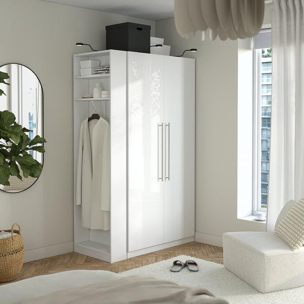PAX / FARDAL wardrobe combination, white high-gloss white/white, 120x60x201 cm