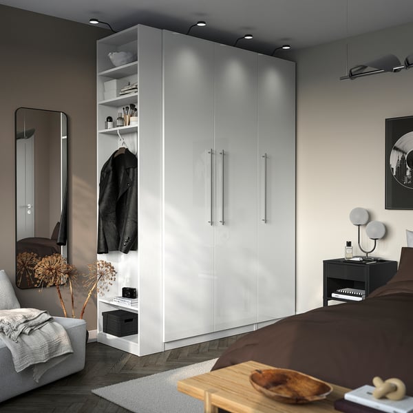 PAX / FARDAL wardrobe combination, glossy white/white, 170x60x236 cm Wardrobe combination, glossy white/white,170x60x236 cm