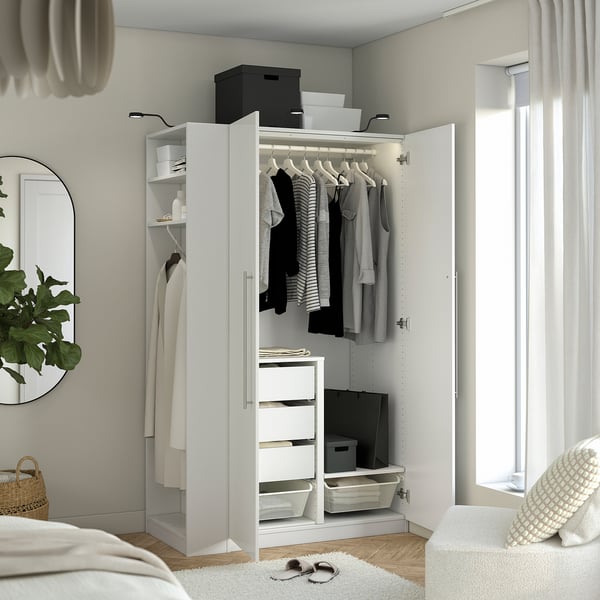 PAX / FARDAL wardrobe combination, white high-gloss white/white, 120x60x201 cm