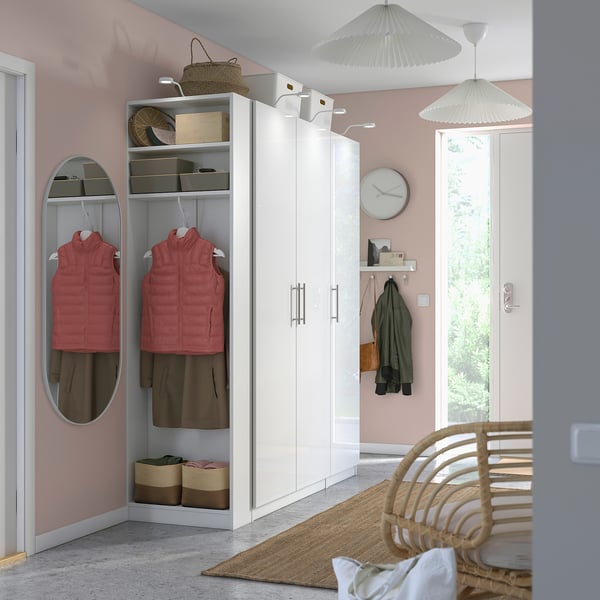 PAX / FARDAL wardrobe combination, glossy white/white, 170x60x201 cm Wardrobe combination, glossy white/white,170x60x201 cm