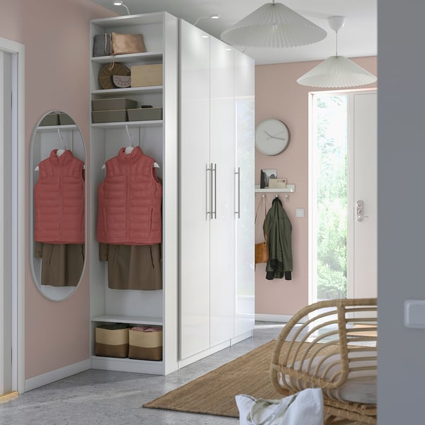 PAX / FARDAL wardrobe combination, glossy white/white, 170x60x236 cm Wardrobe combination, glossy white/white,170x60x236 cm