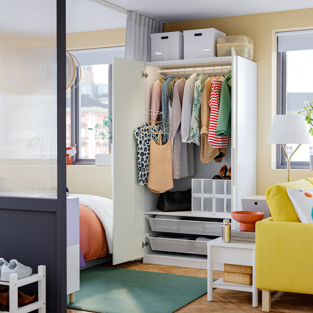 PAX / FARDAL wardrobe combination, white high-gloss white/white, 100x60x201 cm