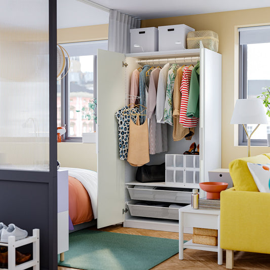 PAX / FARDAL wardrobe combination, white high-gloss white/white, 100x60x201 cm