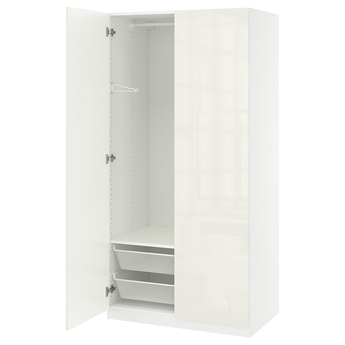 PAX / FARDAL wardrobe combination, white high-gloss white/white, 100x60x201 cm