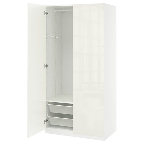 PAX / FARDAL wardrobe combination, white high-gloss white/white, 100x60x201 cm