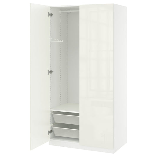 PAX / FARDAL wardrobe combination, white high-gloss white/white, 100x60x201 cm