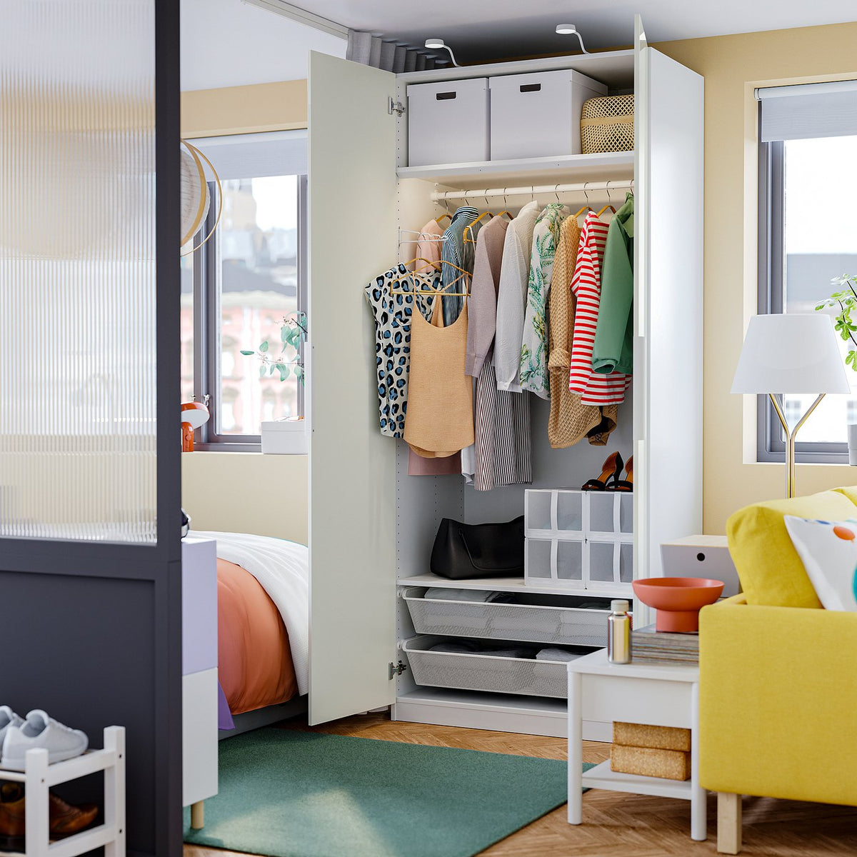 PAX / FARDAL wardrobe combination, white high-gloss white/white, 100x60x236 cm