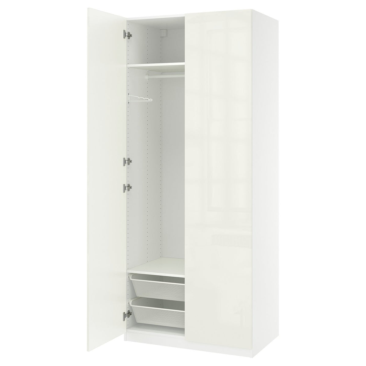 PAX / FARDAL wardrobe combination, white high-gloss white/white, 100x60x236 cm