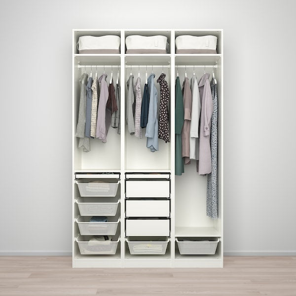 PAX / FARDAL - Wardrobe combination, white/glossy light grey,150x60x236 cm