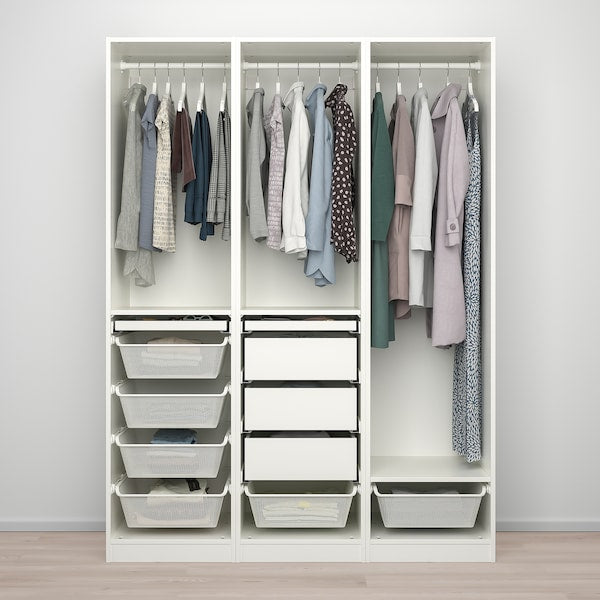 PAX / FARDAL - Wardrobe combination, white/glossy light grey,150x60x201 cm