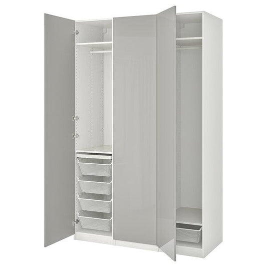 Ikea PAX / FARDAL - Wardrobe combination, white/glossy light grey,150x60x236 cm