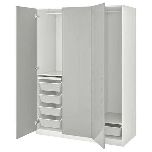 Ikea PAX / FARDAL - Wardrobe combination, white/glossy light grey,150x60x201 cm