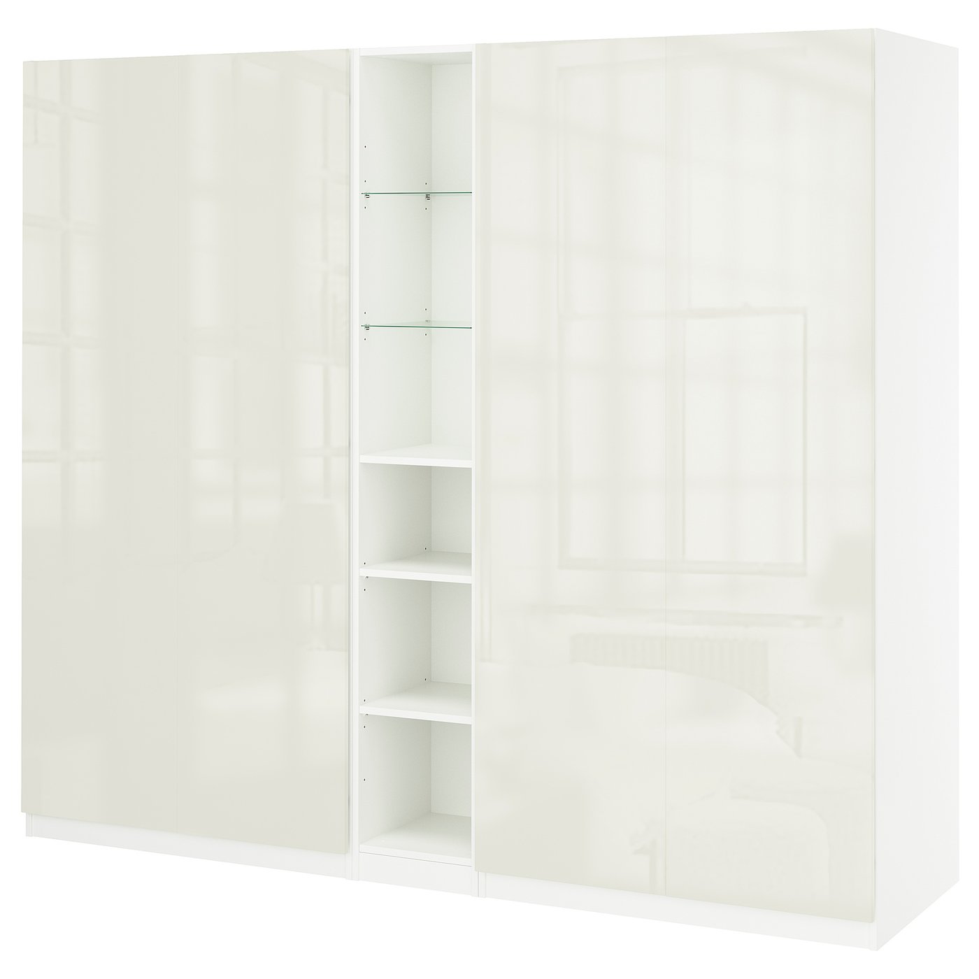 PAX / FARDAL wardrobe combination, white high-gloss/white white, 235x60x201 cm