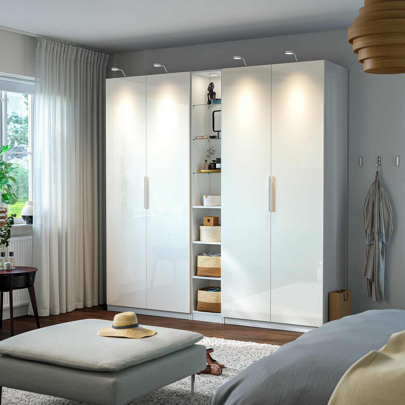 PAX / FARDAL wardrobe combination, white high-gloss/white white, 235.0x236.4x60.0 cm
