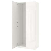 PAX / FARDAL wardrobe combination, white/high-gloss/white, 100x60x236 cm
